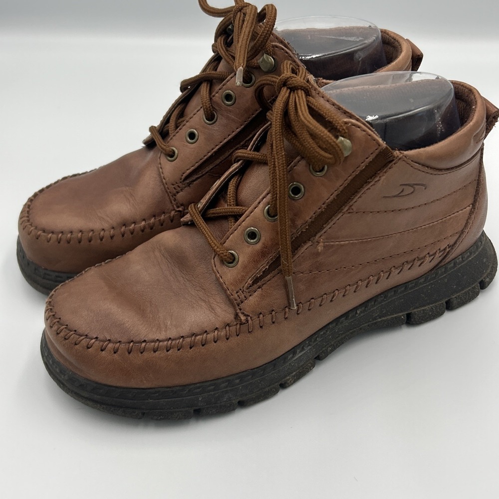 Dr‎ Scholls Pillow Chukka Women Tan Leather Lace Up Ankle Boots Comfort Shoes 7